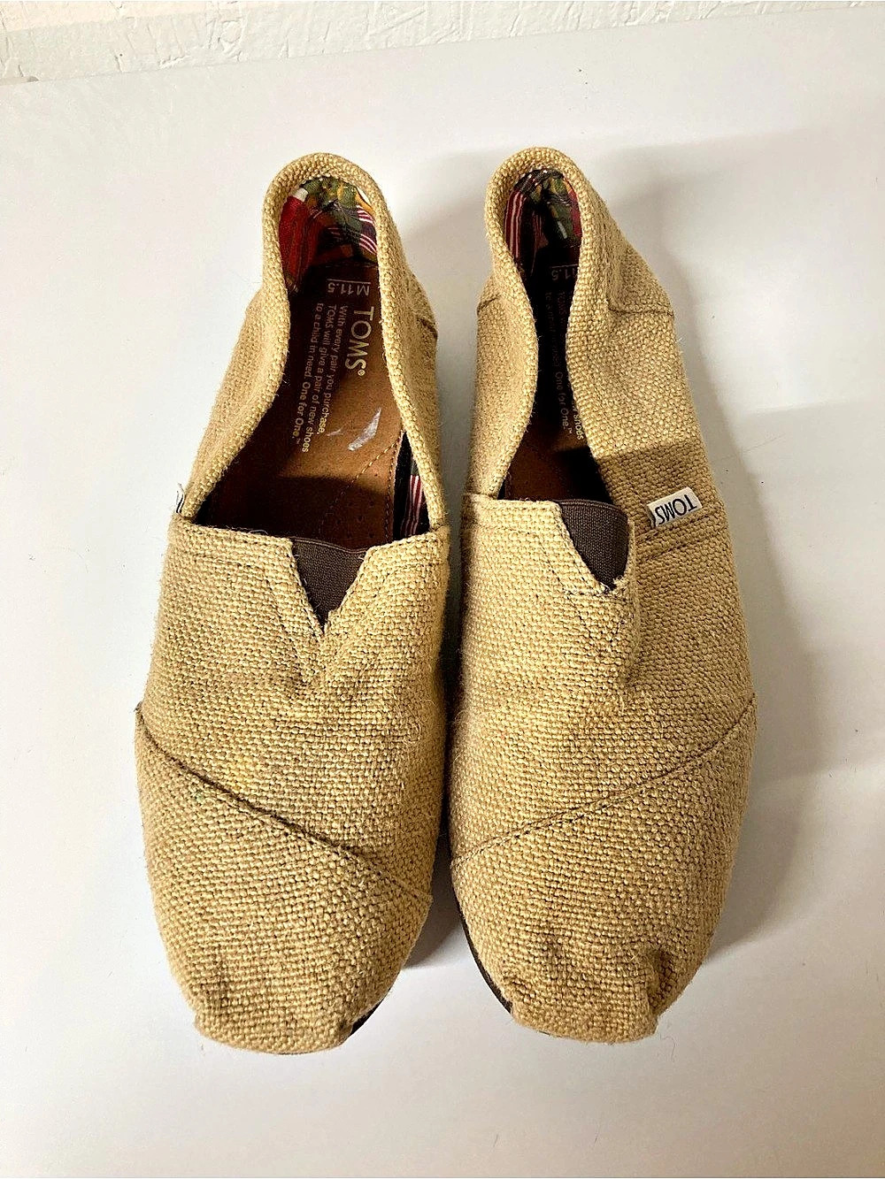TOMS Classic Burlap Fall Boho Canvas Alpargata Espadrille Flats Brown US M11.5